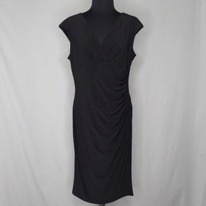 American Living Dress Empire V-Neck Sleeveless Ruched Stretch Knee Midi 14 Large